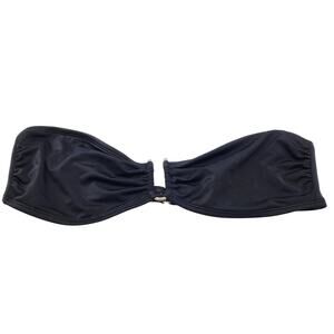 lilu Black & Silver U-Neck Detail Strapless Bandeau Bikini Top Women's Size XL